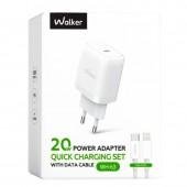 Сетевое зарядное устройство 1Type-C WALKER WH-64 PD_25W + Type-C to Lightning White