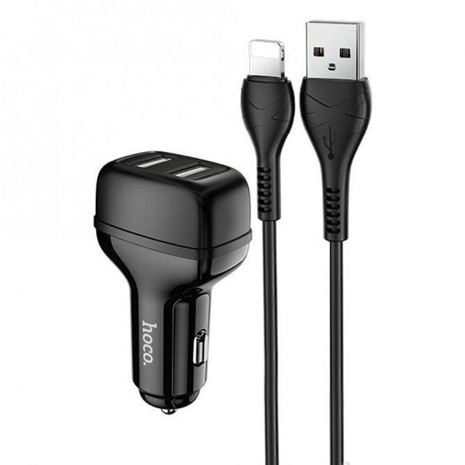 Автомобильное зардное устройство Hoco Z36 Black + Кабель Lightning