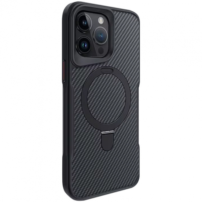 Чехол TPU+PC Metal Buttons with MagSafe Carbon Ring для Apple iPhone 14 Pro (6.1) Черный-1