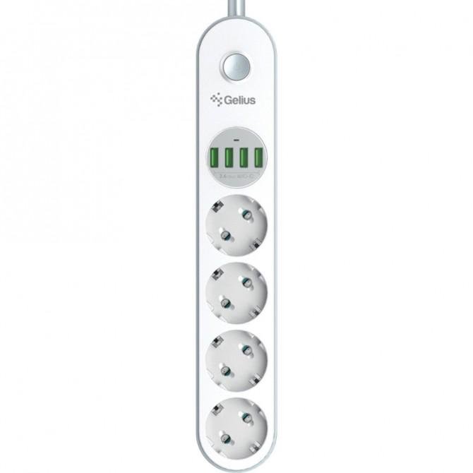 Сетевой удлинитель Gelius Pro PowerStrip G-Power (4 220V Ports/ 4 USB ports 3.4A) 2m GP-PS-001