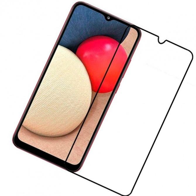 Защитное стекло для SAMSUNG A025 Galaxy A02s Full Glue (0.25 мм, 2.5D, черное) ЛЮКС-1