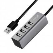 Переходник USB HUB Hoco HB1 USB to USB 2.0 (4 Ports) Grey
