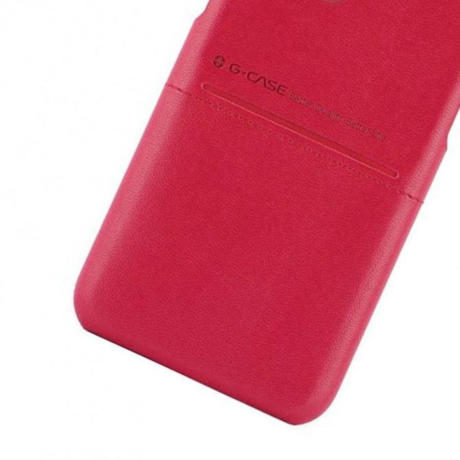 Кожаная накладка G-Case Cardcool Series для Apple iPhone 13 (6.1") Красная-3