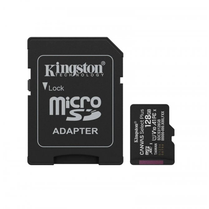 Флеш-накопичувач Kingston microSDHC 128Gb Canvas Select Plus Gen3 class10 A1(R-150Mb/s) (adapter SD)