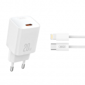 Мережевий зарядний пристрій XO L146 20W/USB-C + Lightning White