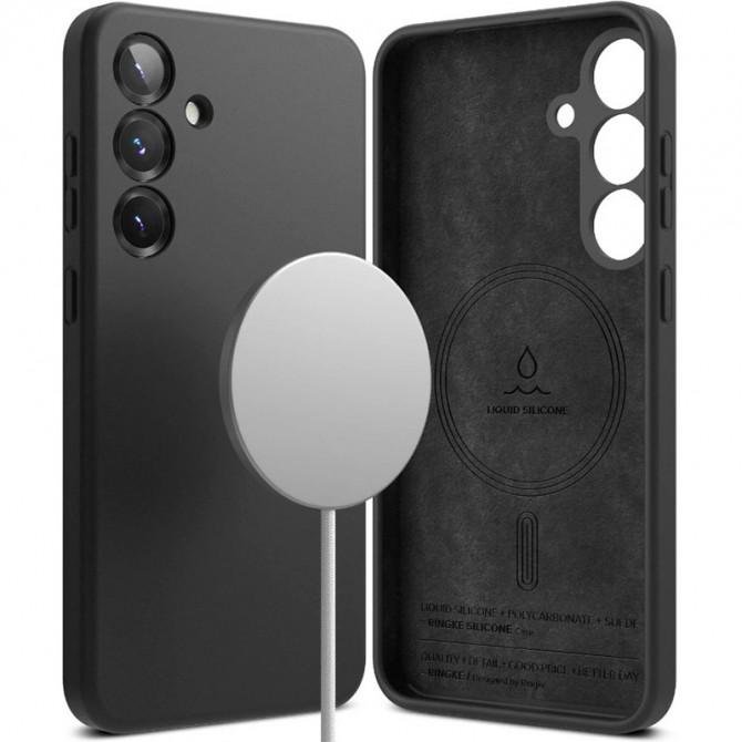 Силиконовый чехол Full Soft (MagSafe) Samsung Galaxy S24 FE Чорный FULL