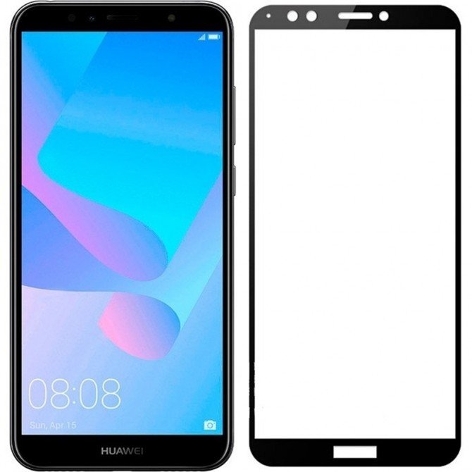 Защитное стекло для HUAWEI Y7 2018 Full Glue (0.3 мм, 2.5D, чёрное)-3