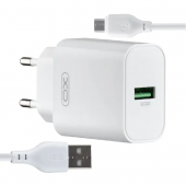 Мережевий зарядний пристрій XO L103 QC3.0 18W White + MicroUSB cable Мережевий зарядний пристрій XO L103 QC3.0 18W White + MicroUSB cable