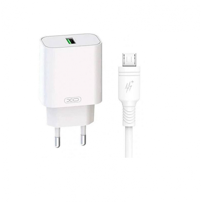 Сетевое зарядное устройство XO L103 QC3.0 18W White + MicroUSB cable-3