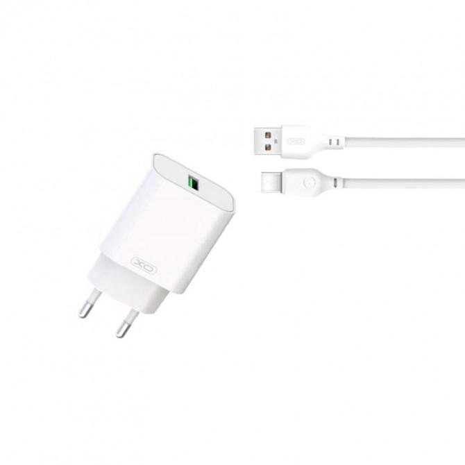 Сетевое зарядное устройство XO L103 QC3.0 18W White + Type-C cable