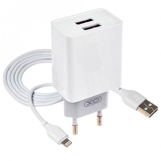 Сетевое зарядное устройство XO L65 2.4A/2USB + lightning White