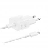 Мережевий зарядний пристрій USB  Quality Samsung 25W + cable Type-C White Мережевий зарядний пристрій USB  Quality Samsung 25W + cable Type-C White