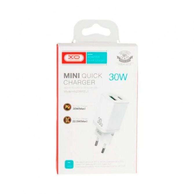 Мережевий зарядний пристрій XO HN238A QC3.0 30W/1 USB + 1 USB-C White-2
