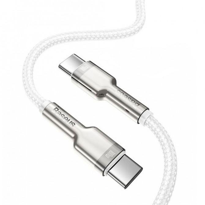 Кабель Baseus Cafule Metal Type-C to Type-C 100W (CATJK-C02) White 1m-1