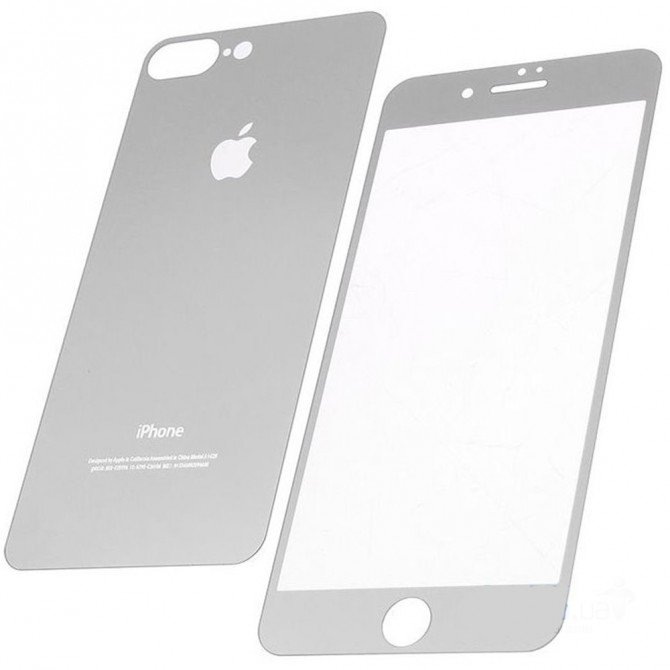 Защитное стекло для APPLE iPhone 7/8 Plus серебристое (0.3 мм, 2.5D) комплект 2 шт.-2