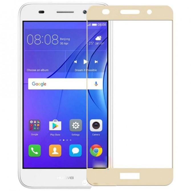 Защитное стекло для HUAWEI Y3 2017 (0.3 мм, 2.5D, с золотистым Silk Screen покрытием)-1