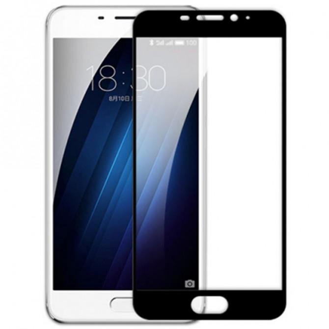 Захисне скло для MEIZU M3e (0.3 мм, 2.5D, з чорним Silk Screen покриттям)