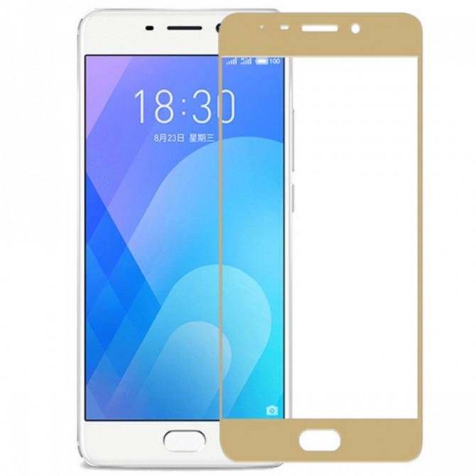 Защитное стекло для MEIZU M6 (0.3 мм, 2.5D, с золотистым Silk Screen покрытием)-1
