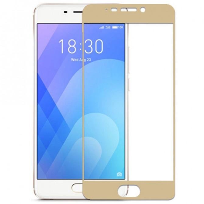 Защитное стекло для MEIZU M6 Note (0.3 мм, 2.5D, с золотистым Silk Screen покрытием)
