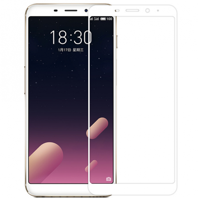 Защитное стекло для MEIZU M6s (0.3 мм, 2.5D, с белым Silk Screen покрытием)