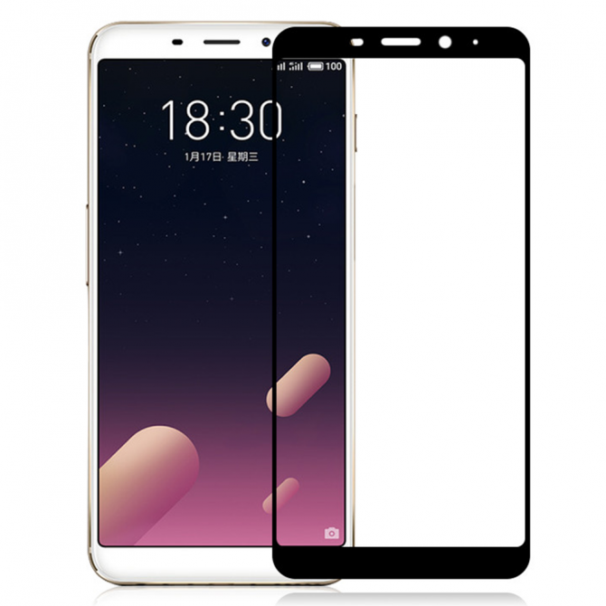 Захисне скло для MEIZU M6s (0.3 мм, 2.5D, з чорним Silk Screen покриттям)