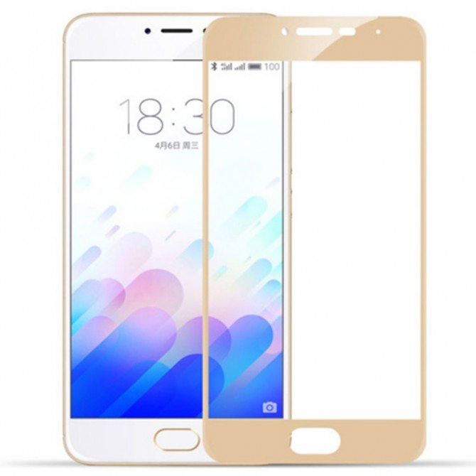 Защитное стекло для MEIZU MX6 (0.3 мм, 2.5D, с золотистым Silk Screen покрытием)-2
