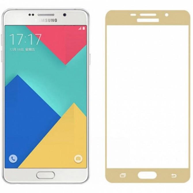 Захисне скло для SAMSUNG A310 Galaxy A3 (2016) (0.3 мм, 2.5D, із золотистим Silk Screen покриттям)-1