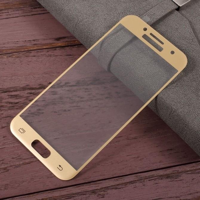 Защитное стекло для SAMSUNG A320 Galaxy A3 (2017) (0.3 мм, 5D золотистое)-2