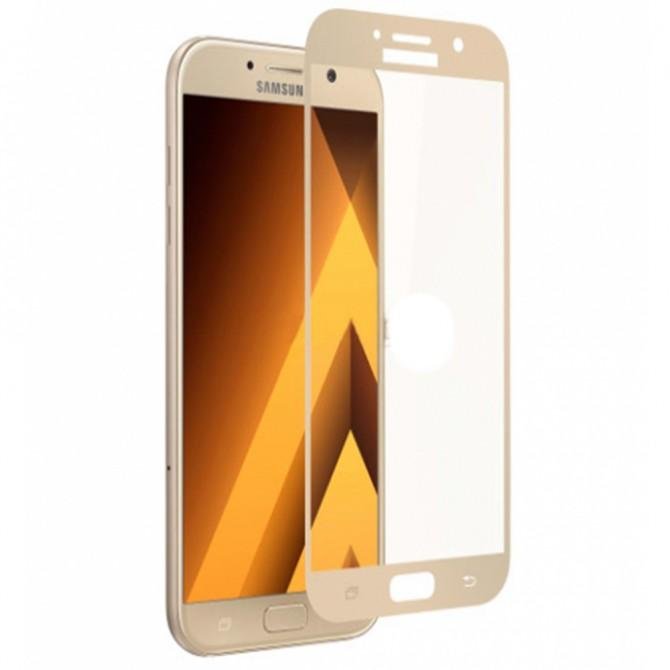 Защитное стекло для SAMSUNG A520 Galaxy A5 (2017) (0.3 мм, 2.5D, с золотистым Silk Screen покрытием)-1