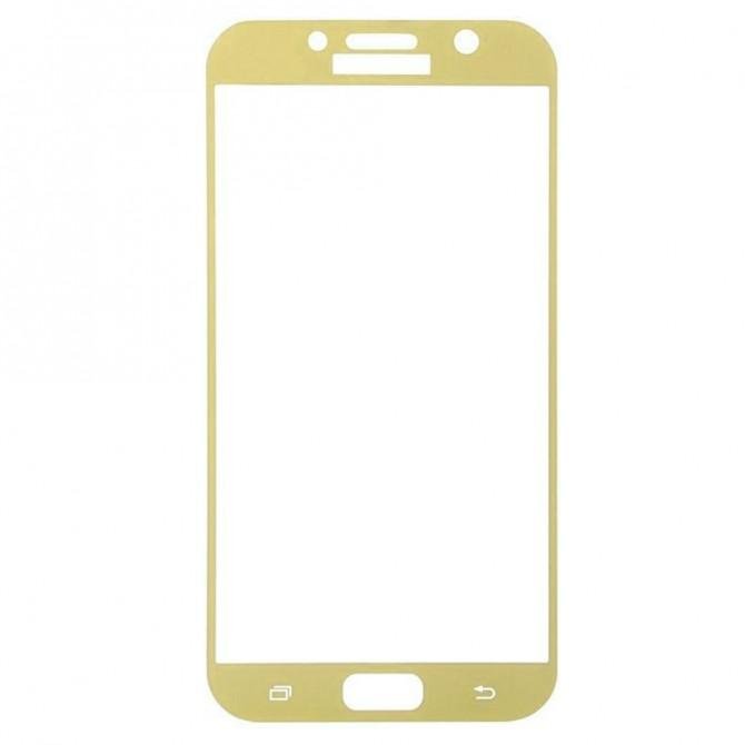 Захисне скло для SAMSUNG A720 Galaxy A7 (2017) (0.3 мм, 2.5D, із золотистим Silk Screen покриттям)-2