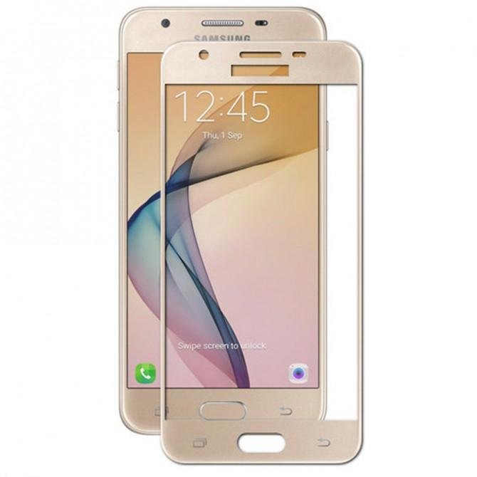 Захисне скло для SAMSUNG G570F Galaxy J5 Prime (0.3 мм, 2.5D, із золотистим Silk Screen покриттям)-1