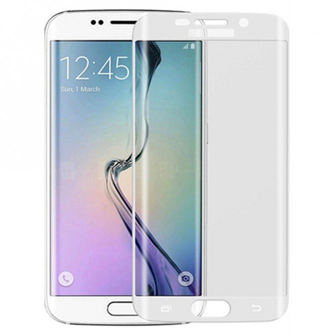 Защитное стекло для SAMSUNG G925 Galaxy S6 Edge (0.3 мм, 3D белое)