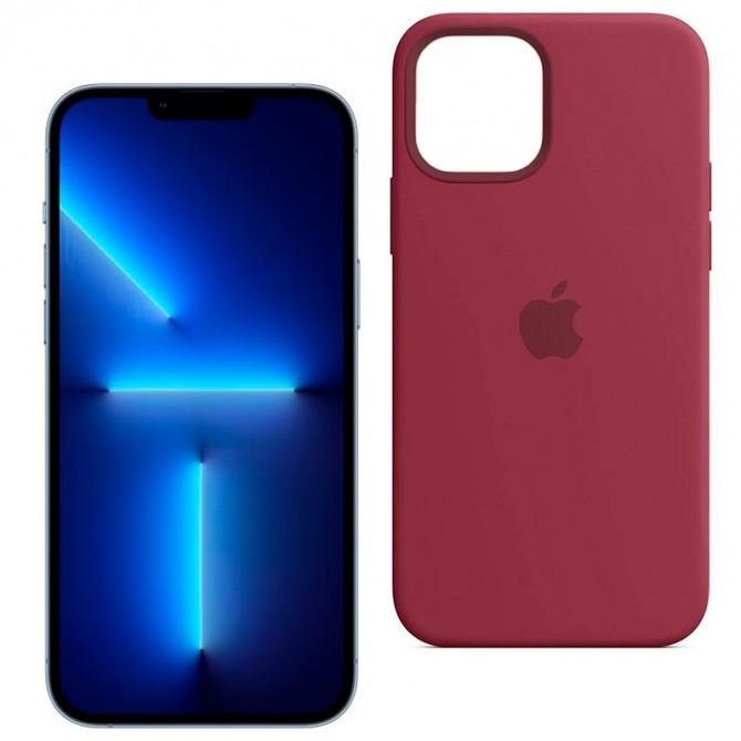 Оригінальний силіконовий чохол для iPhone 13 Pro Max Бордовий FULL-2