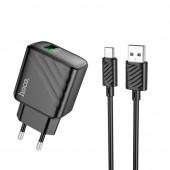МЗП 1USB Hoco CS21A Rich QC3.0+Type-C Cable Black