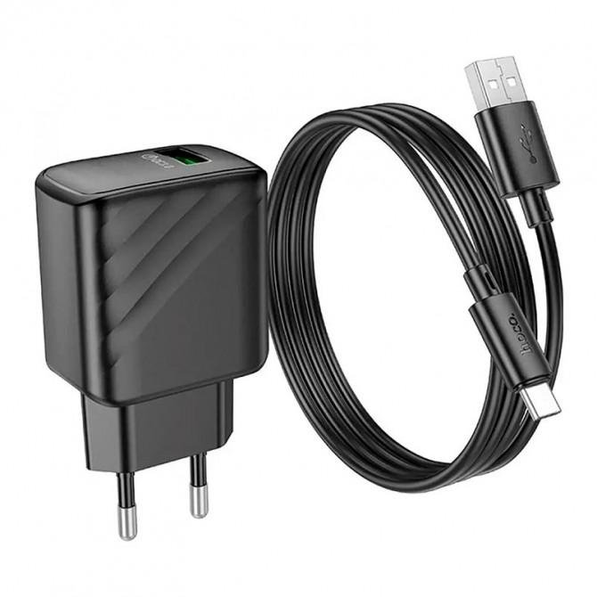 МЗП 1USB Hoco CS21A Rich QC3.0+Type-C Cable Black-1