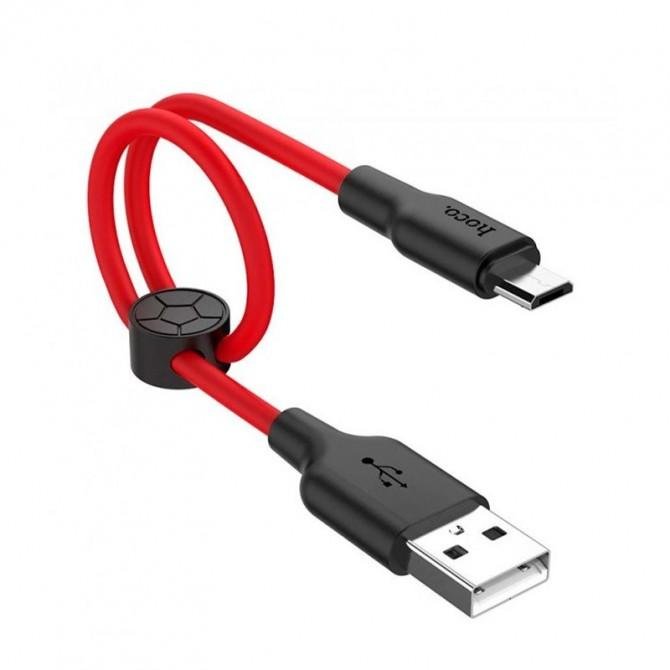 Кабель Hoco X21 Plus Silicone MicroUSB Black/Red 0.25m