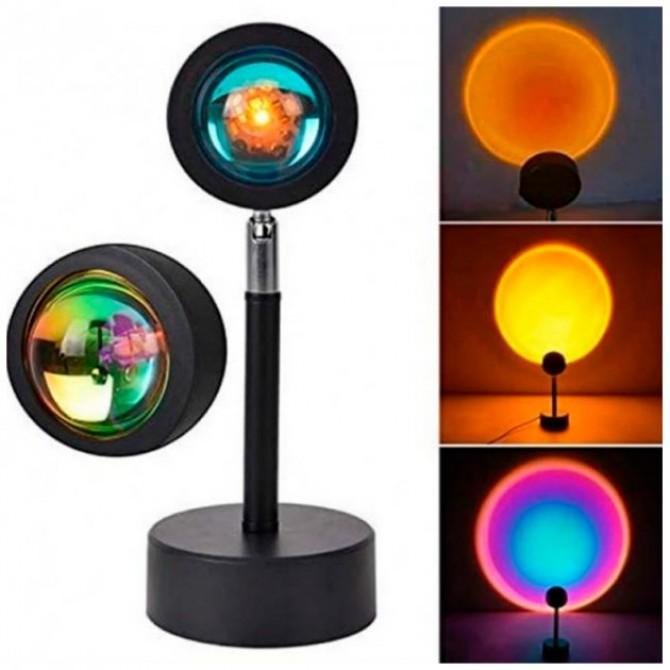 Проекционный светильник Sunset Lamp USB Q07 с эффектом заката / рассвет, Black-1
