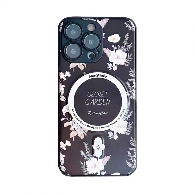 TPU+PC чохол Secret Garden with MagSafe для Apple iPhone 15 Pro (6.1") Black