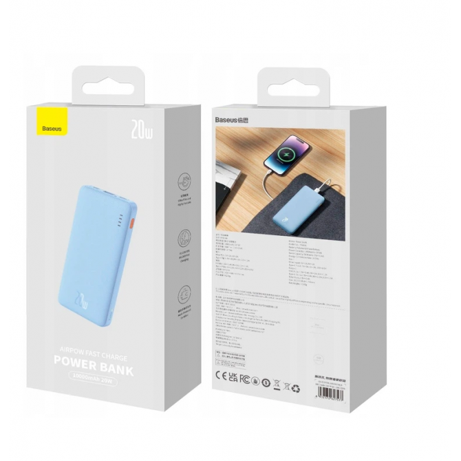 Дополнительная батарея Baseus Airpow Fast Charge (10000mAh) 20W Blue-2