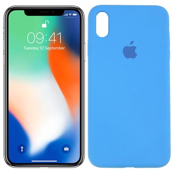 Чехол силиконовый для iPhone Xs Max Васильковый FULL