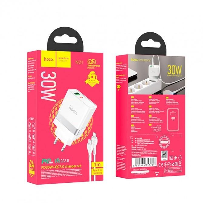 МЗП 1USB + Type-C Hoco N21 PD30W+QC3.0 White-2