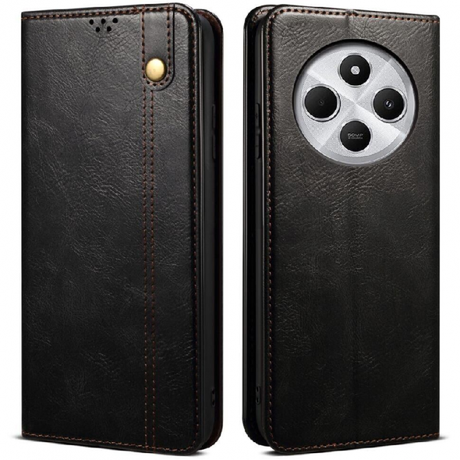 Чехол-книжка Lines Leather for Xiaomi Redmi 14C Black