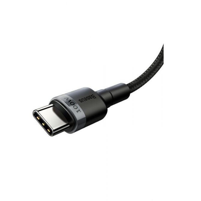 Кабель Baseus Cafule Type-C/Type-C PD2.0 100W (20V 5A) (CATKLF-AL) Black/Grey 2m-1