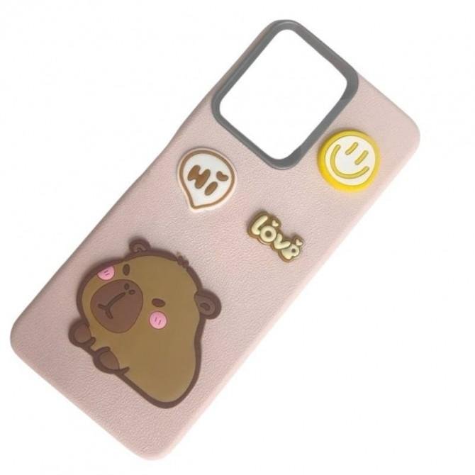 Чехол TPU Leather Toys для Xiaomi Redmi 12C / Poco C55 (Capybara / Pink)-2