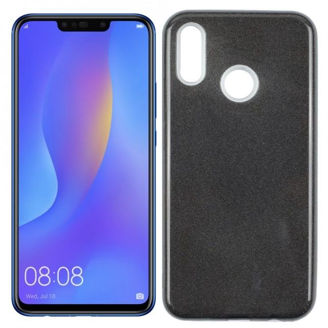 Чехол Silicone 3in1 Блёстки для Huawei P Smart Plus Чёрный