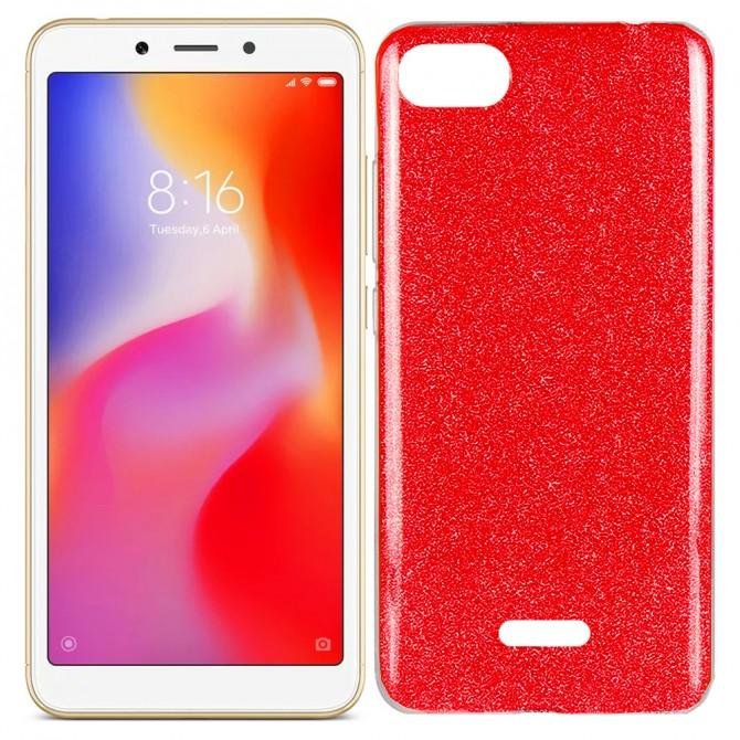 Чехол Silicone 3in1 Блёстки для Xiaomi Redmi 6a Red