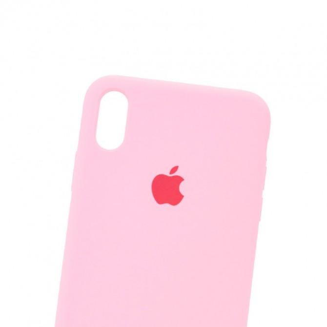 Оригинальный силиконовый чехол для iPhone Xr Светло Розовый FULL-1