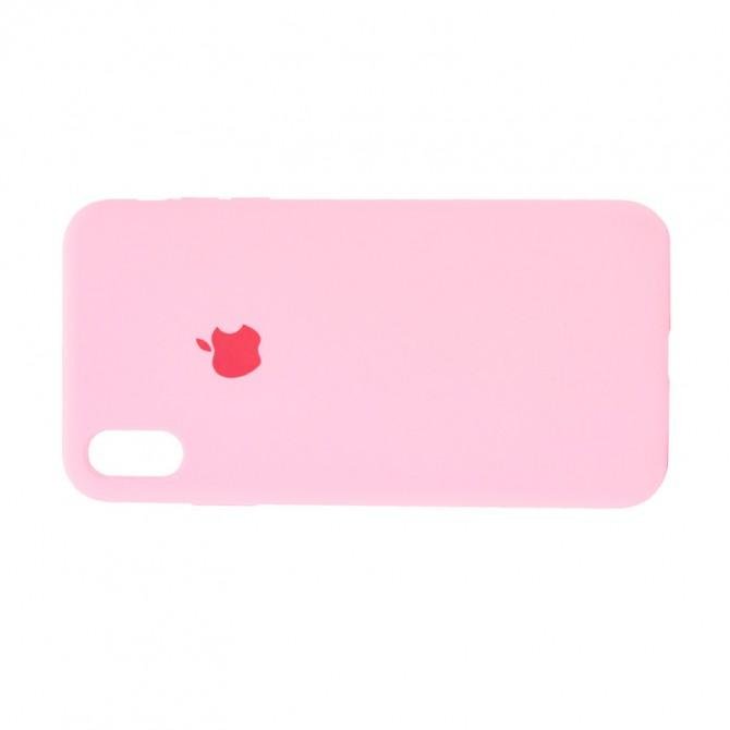 Оригинальный силиконовый чехол для iPhone Xr Светло Розовый FULL-3