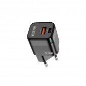МЗП 1USB + Type-C WALKER WH-43 PD+QC3.0 33W/18W Black МЗП 1USB + Type-C WALKER WH-43 PD+QC3.0 33W/18W Black