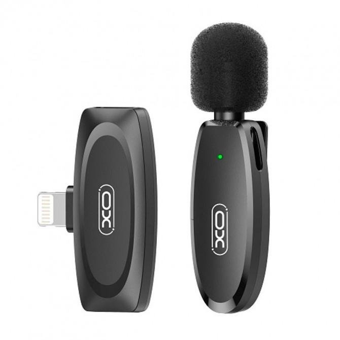 Микрофон XO MKF08B Lightning wireless Cpllarclip Черный